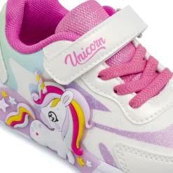 Sneakers bianche e rosa da Bambina con luci e patch Unicorno