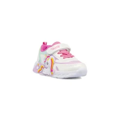 Sneakers bianche e rosa da Bambina con luci e patch Unicorno