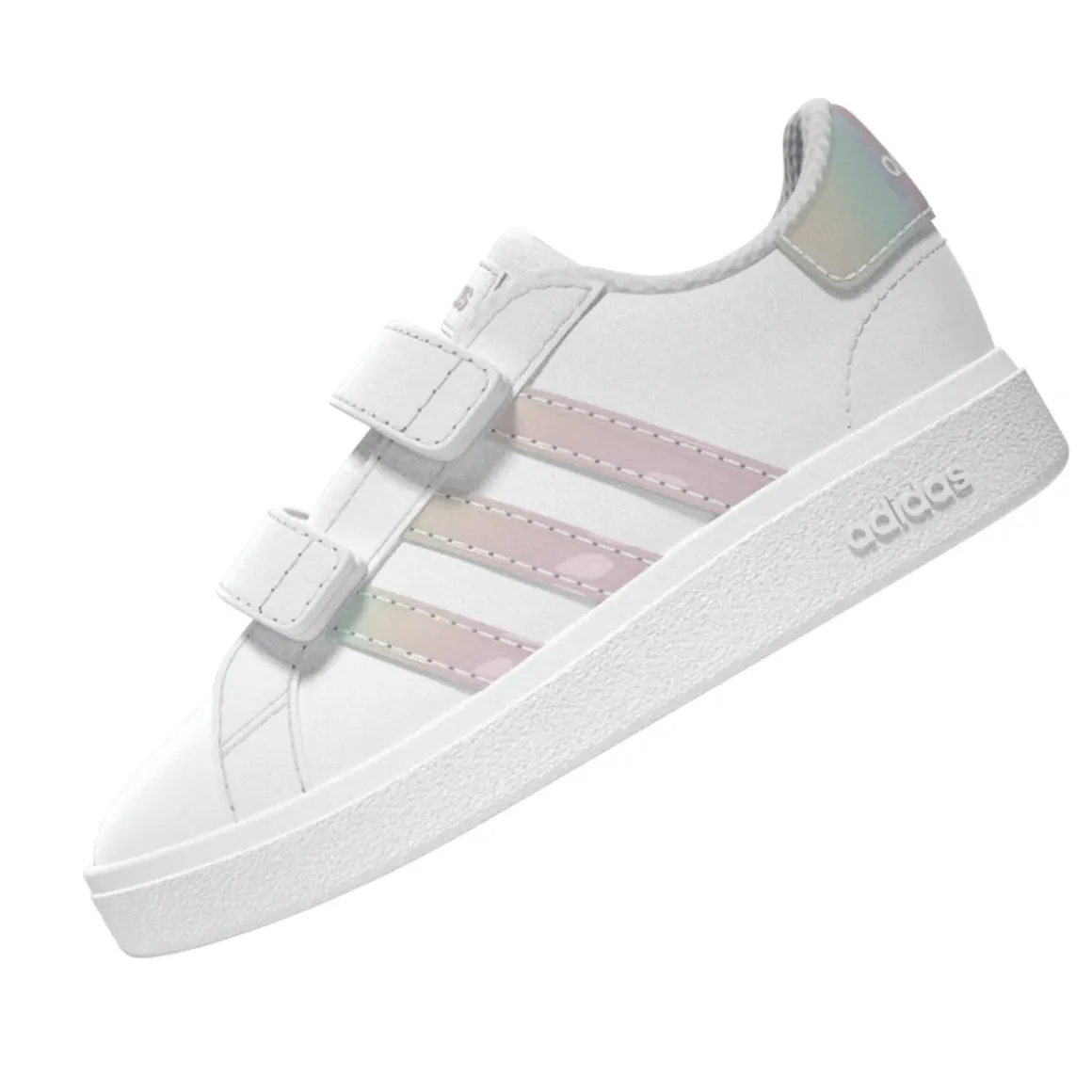 Sneakers bianche Primi passi bambina con strappo adidas Grand Court