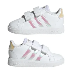 Sneakers bianche Primi passi bambina con strappo adidas Grand Court