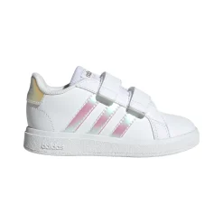 Sneakers bianche Primi passi bambina con strappo adidas Grand Court