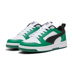 Sneakers bianche, verdi e nere da ragazzo Puma Rebound V6 Lo Jr