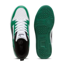 Sneakers bianche, verdi e nere da ragazzo Puma Rebound V6 Lo Jr