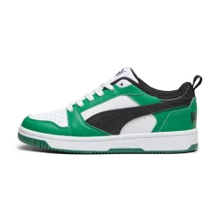 Sneakers bianche, verdi e nere da ragazzo Puma Rebound V6 Lo Jr