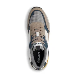 Sneakers bicolore beige e blu da Uomo colo logo laterale Ducati