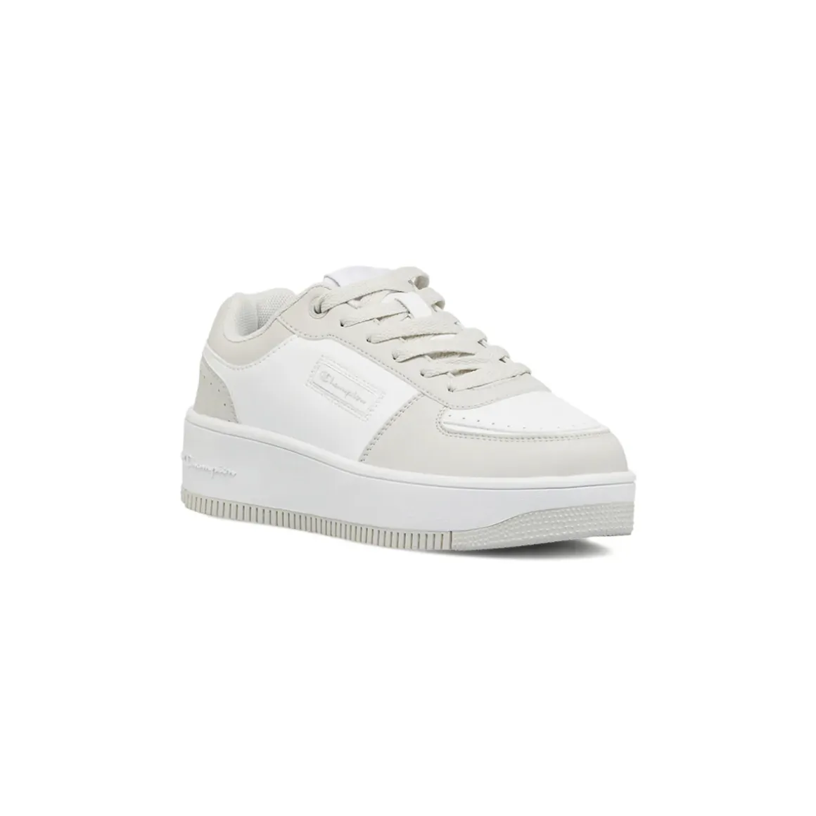 Sneakers bicolore bianco e grigio da Donna con suola platform Champion