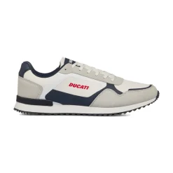 Sneakers bicolore bianco off-white e bluda Uomo con logo Ducati