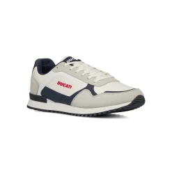 Sneakers bicolore bianco off-white e bluda Uomo con logo Ducati