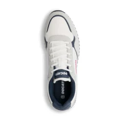 Sneakers bicolore bianco off-white e bluda Uomo con logo Ducati