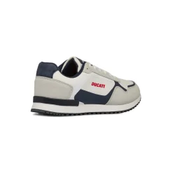 Sneakers bicolore bianco off-white e bluda Uomo con logo Ducati