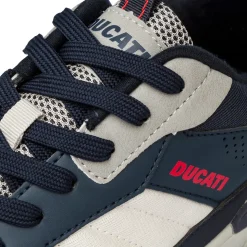 Sneakers bicolore blu e grigio da Uomo con logo laterale Ducati