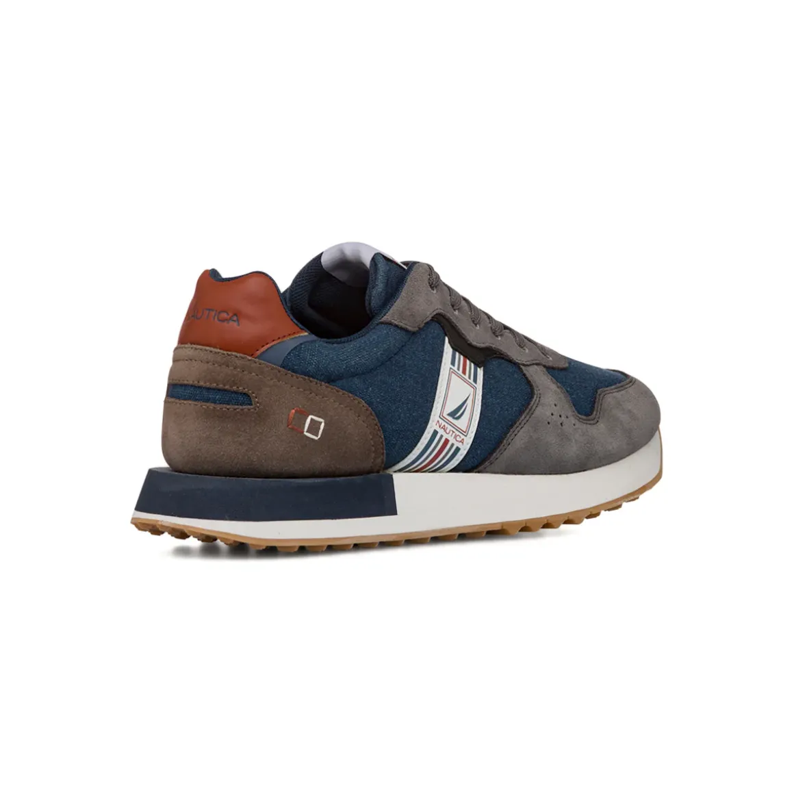 Sneakers bicolore blu e grigio da Uomo con logo Nautica