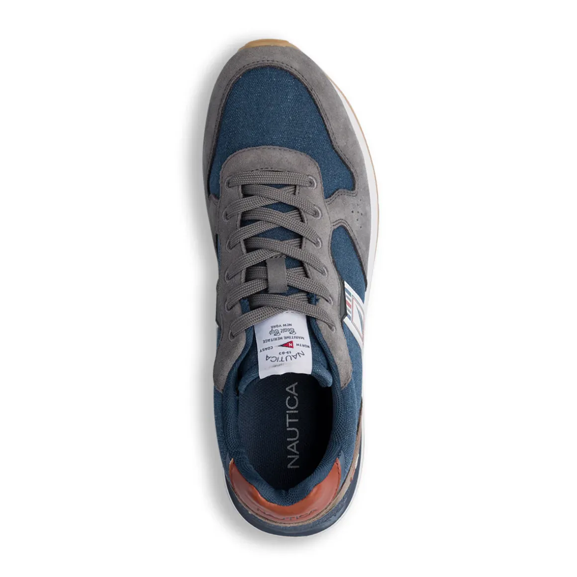 Sneakers bicolore blu e grigio da Uomo con logo Nautica