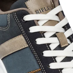 Sneakers bicolore blu e taupe da Uomo con logo Riflessi Urbani