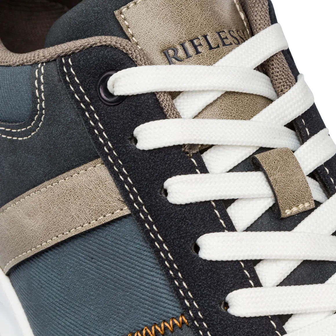 Sneakers bicolore blu e taupe da Uomo con logo Riflessi Urbani