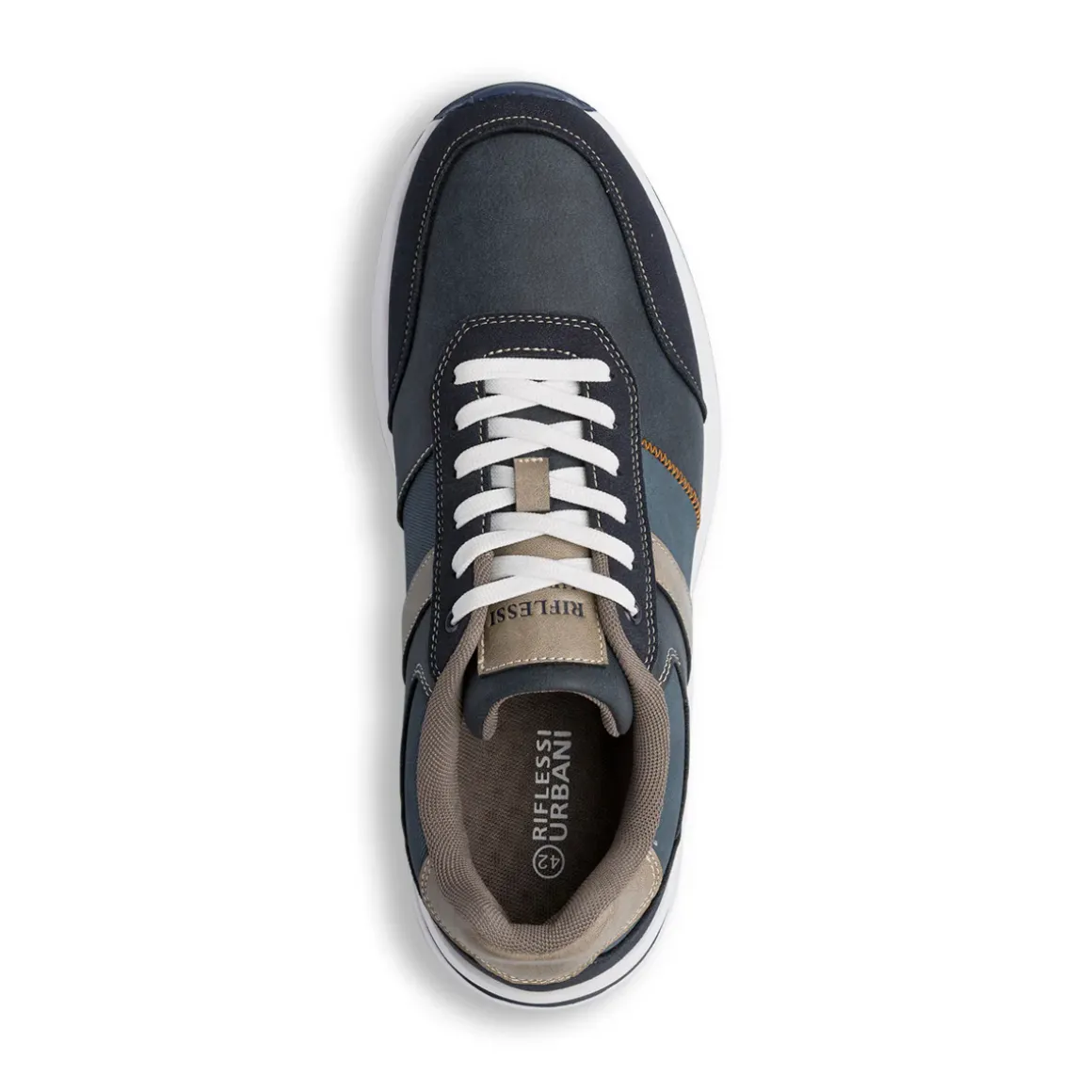 Sneakers bicolore blu e taupe da Uomo con logo Riflessi Urbani