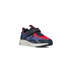 Sneakers bicolore rosso e blu da ragazzo con logo Ducati