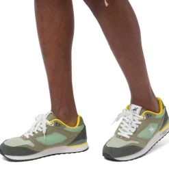 Sneakers bicolore verde militare da Uomo con logo U.S. Grand Polo