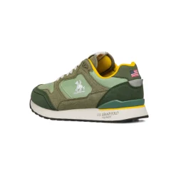 Sneakers bicolore verde militare da Uomo con logo U.S. Grand Polo