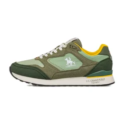 Sneakers bicolore verde militare da Uomo con logo U.S. Grand Polo