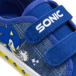 Sneakers blu Bambino con luci e doppi strappi in tessuto stampa Sonic