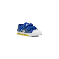 Sneakers blu Bambino con luci e doppi strappi in tessuto stampa Sonic