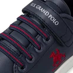 Sneakers blu con dettagli rossi da Bambino U.S. Grand Polo
