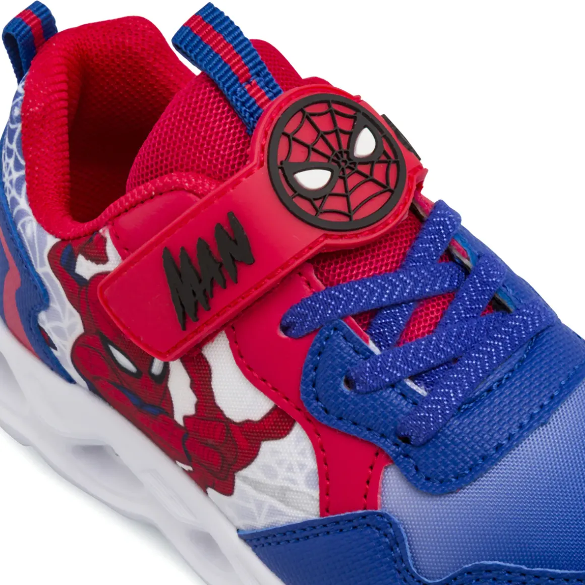 Sneakers blu da Bambino con luci nella suola e strappo Spiderman