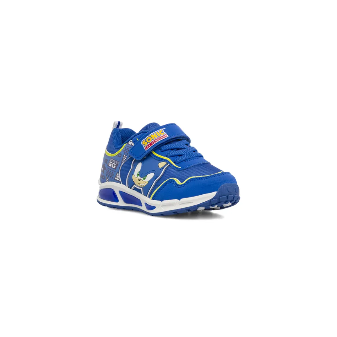 Sneakers blu da Bambino con luci nella suola e strappo Sonic