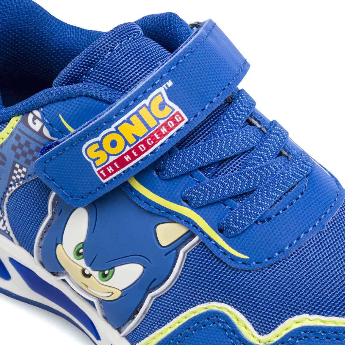 Sneakers blu da Bambino con luci nella suola e strappo Sonic