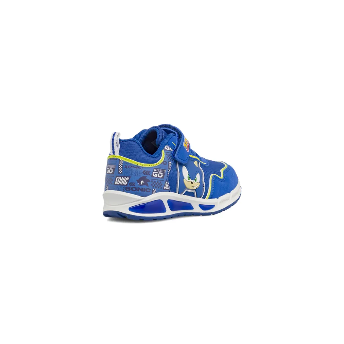 Sneakers blu da Bambino con luci nella suola e strappo Sonic