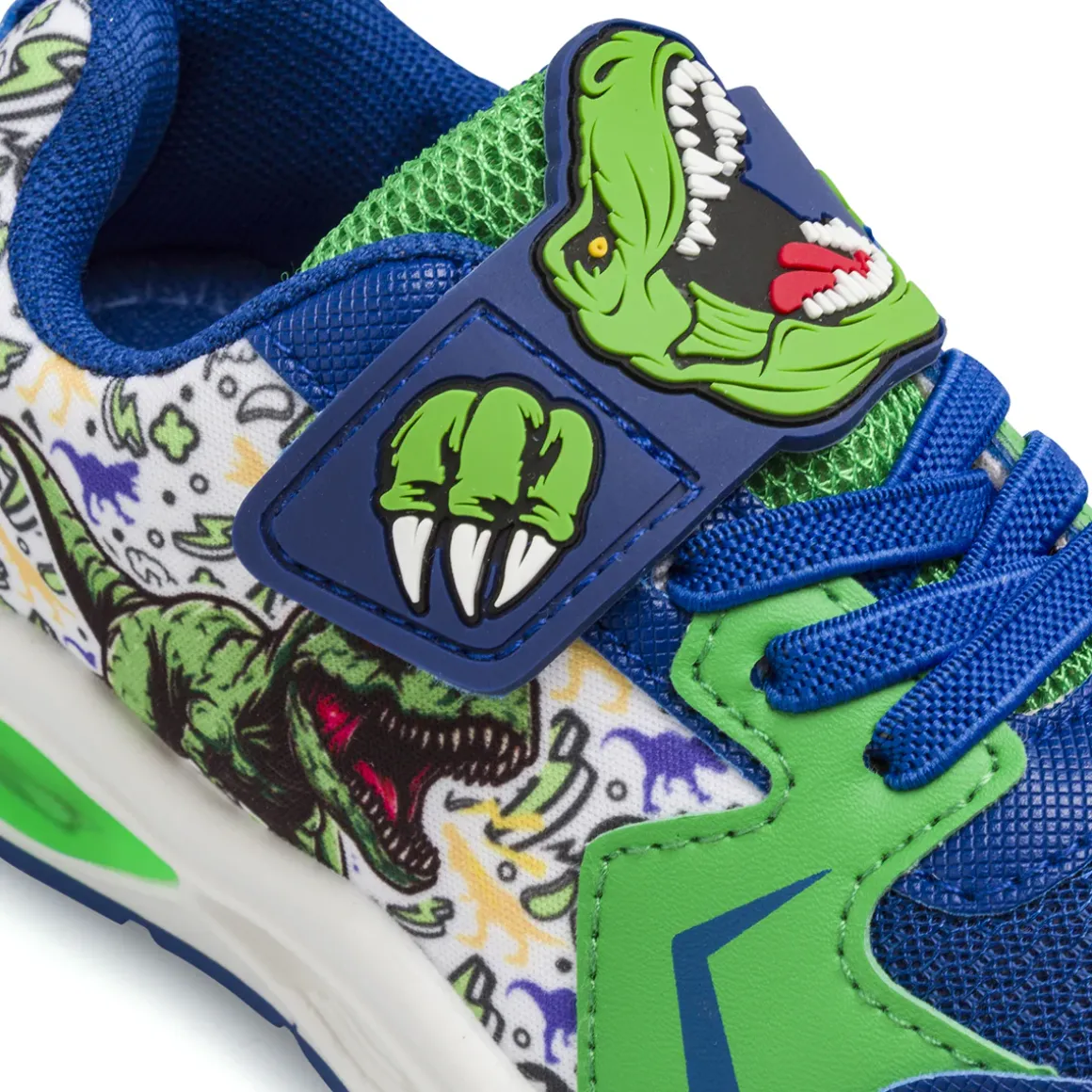 Sneakers blu da Bambino con luci nella suola e stampe Dinosauri