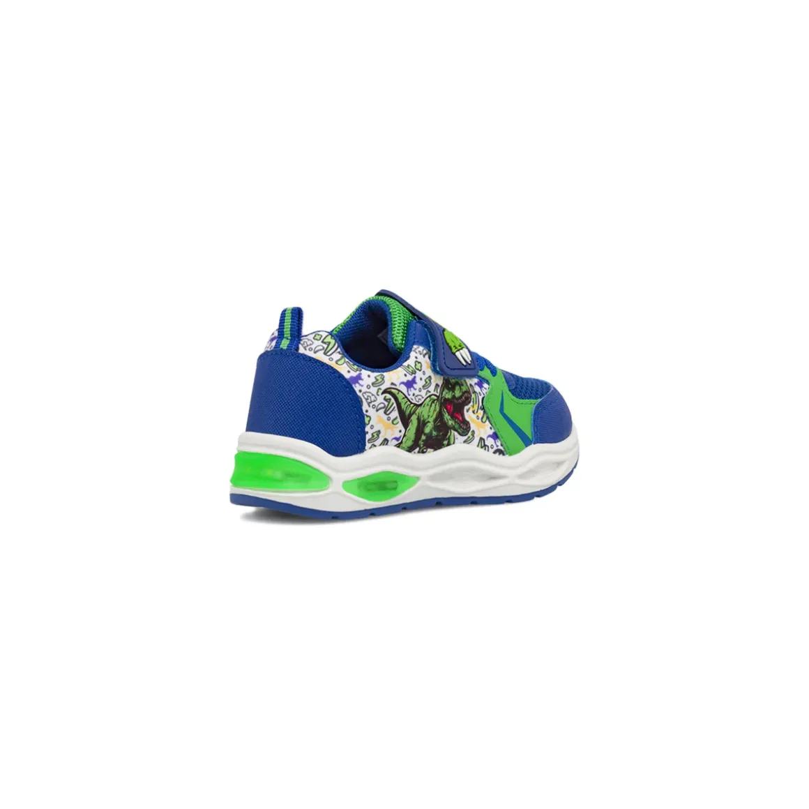 Sneakers blu da Bambino con luci nella suola e stampe Dinosauri