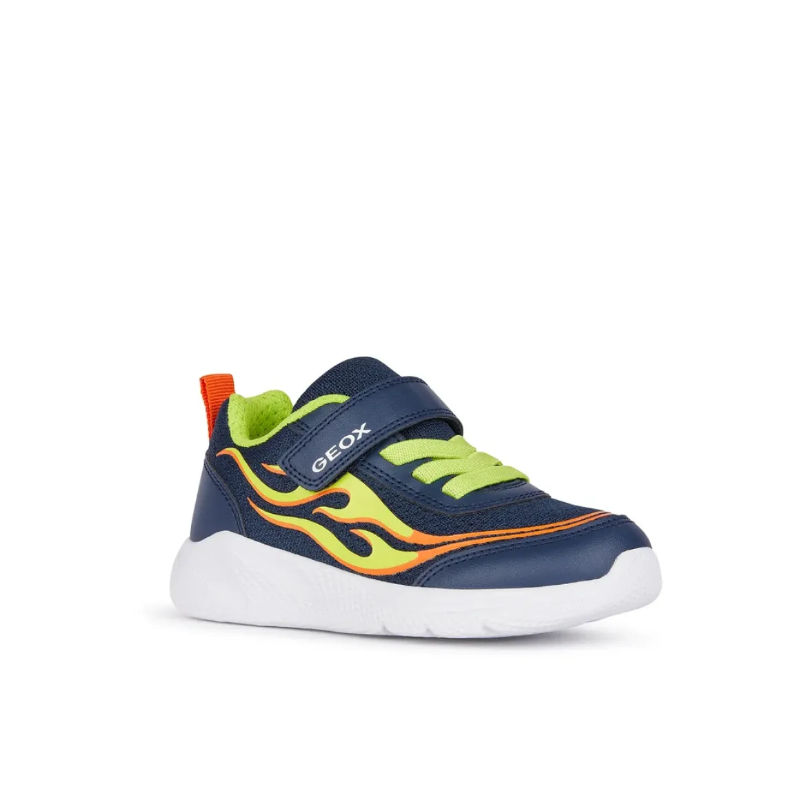 Sneakers blu da Bambino con stampe fiamme e suola traspirante Geox