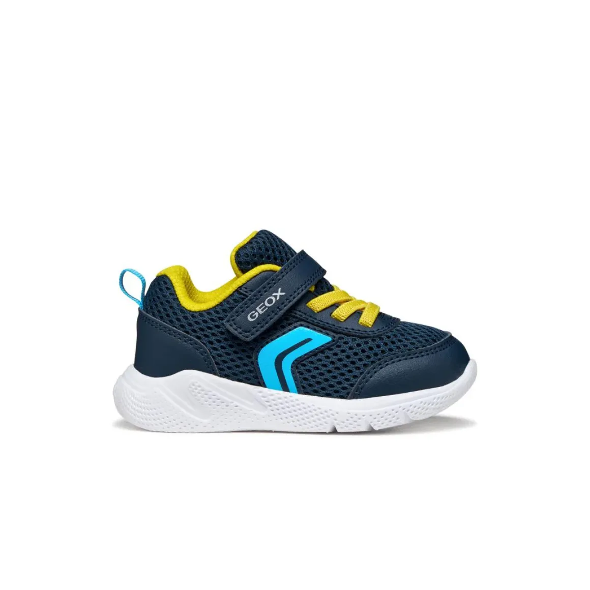 Sneakers blu da Bambino in mesh con suola traspirante e strappo Geox