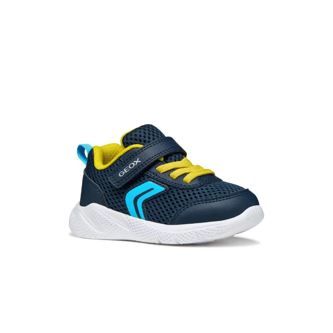 Sneakers blu da Bambino in mesh con suola traspirante e strappo Geox