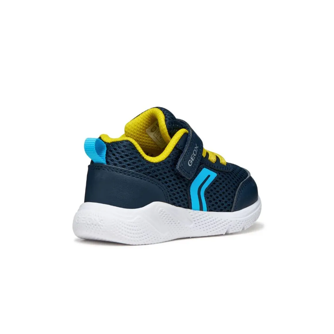 Sneakers blu da Bambino in mesh con suola traspirante e strappo Geox