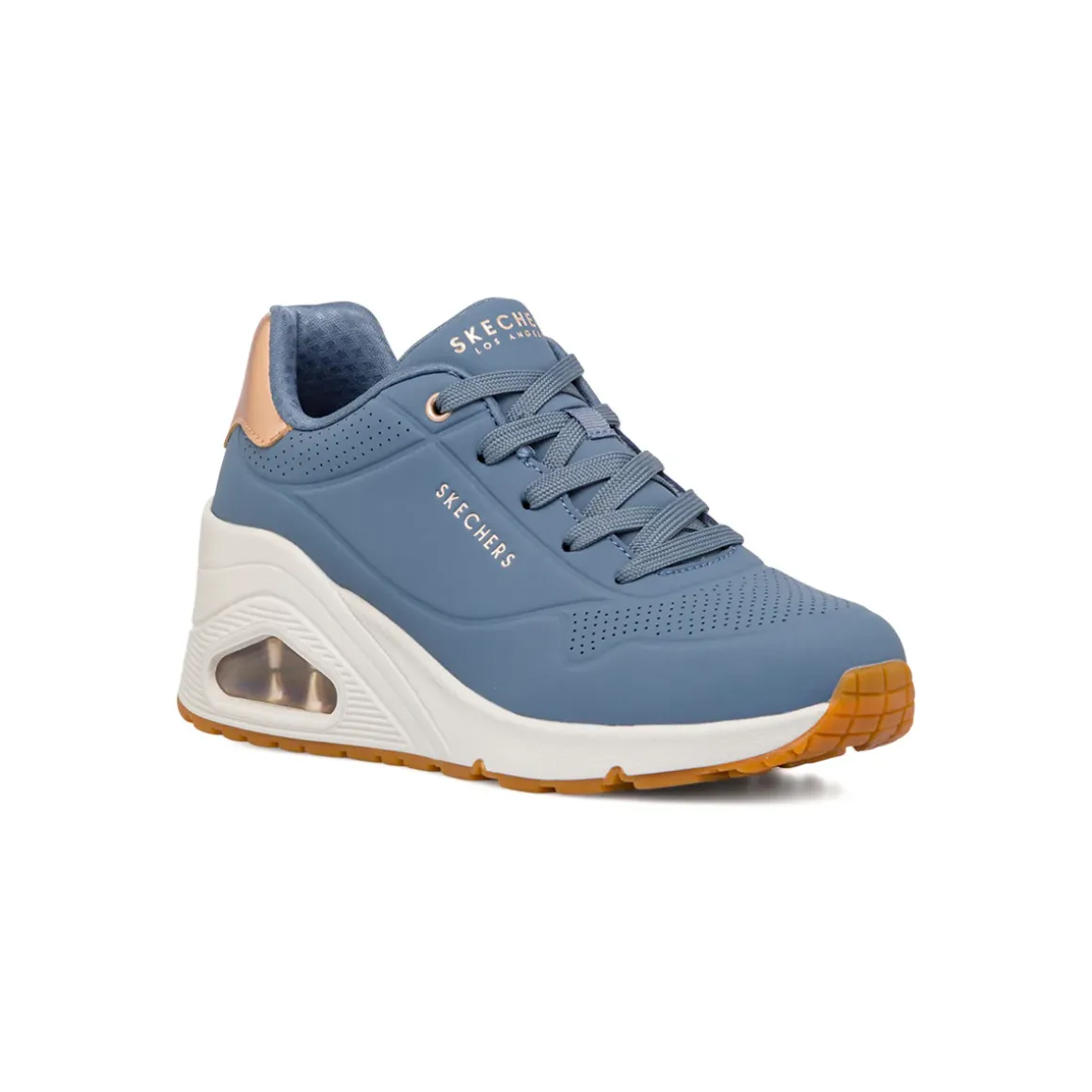 Sneakers blu da donna con suola ad aria Skechers Uno Wedge