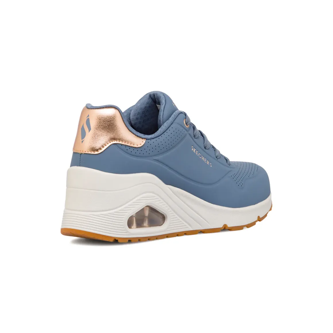 Sneakers blu da donna con suola ad aria Skechers Uno Wedge