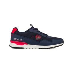 Sneakers blu da ragazzo con dettagli rossi e logo Ducati