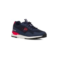 Sneakers blu da ragazzo con dettagli rossi e logo Ducati