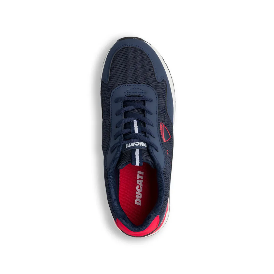Sneakers blu da ragazzo con dettagli rossi e logo Ducati