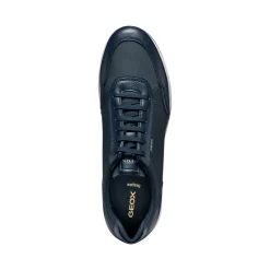 Sneakers blu da Uomo con suola traspirante e fondo a contrasto Geox