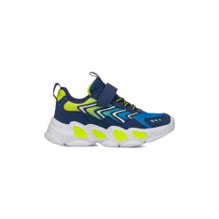 Sneakers blu e gialle da Bambino con luci nella suola Space Boy