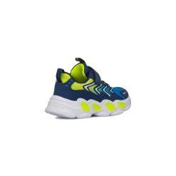 Sneakers blu e gialle da Bambino con luci nella suola Space Boy