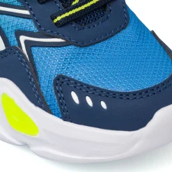 Sneakers blu e gialle da Bambino con luci nella suola Space Boy