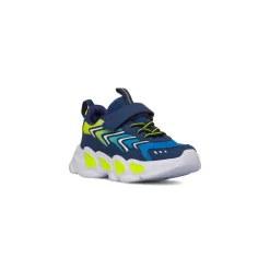 Sneakers blu e gialle da Bambino con luci nella suola Space Boy