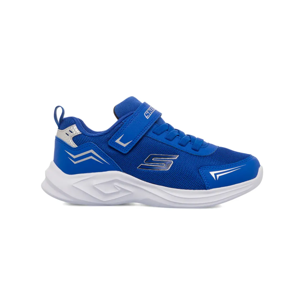Sneakers blu elettrico da bambino con logo laterale Skechers Mazematics