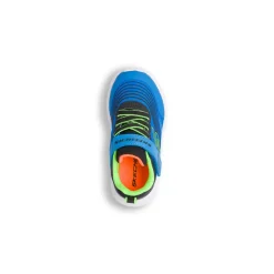 Sneakers blu primi passi bambino con dettaglio verde e arancione fluo Skechers Microspec Advance