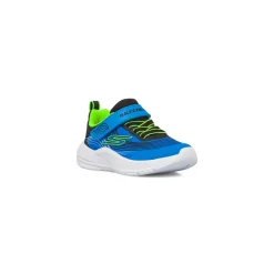 Sneakers blu primi passi bambino con dettaglio verde e arancione fluo Skechers Microspec Advance